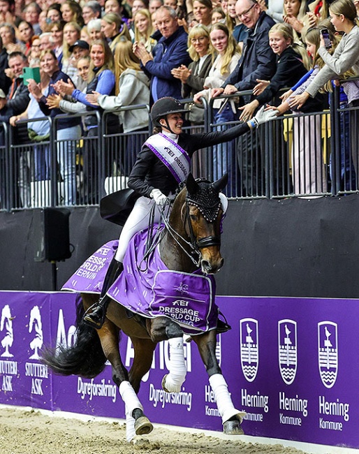 Cathrine Laudrup-Dufour (DEN) and Mount St John Freestyle, winners of the FEI Dressage World Cup™ 2026/27 - Herning :: Photos © Pernilla Hägg