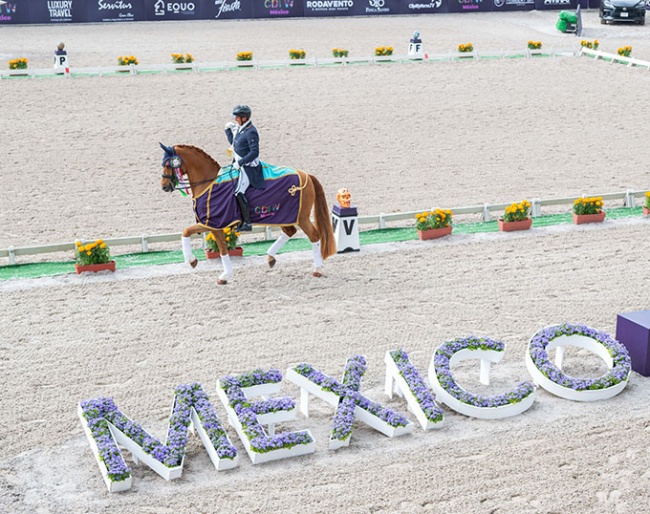 Julio Mendoza and Jewel's Goldstrike win the World Cup Qualifier at the 2026 CDI-W Mexico :: Photo © Lukasz Kowalski