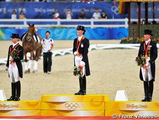 The individual podium at the 2008 Olympic Games: Werth - Van Grunsven - Kemmer
