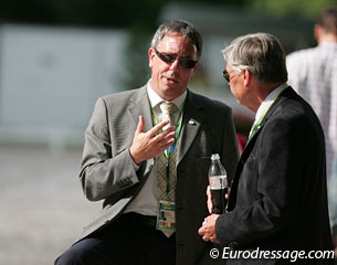 Dutch 5* judge Wim Ernes talking to 5* judge Ghislain Fouarge :: Photo © Astrid Appels