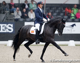 Guillermo Garcia Ayala and the PRE bred Poeta de Sisaeta at the 2017 World Young Horse Championships :: Photo © Astrid Appels